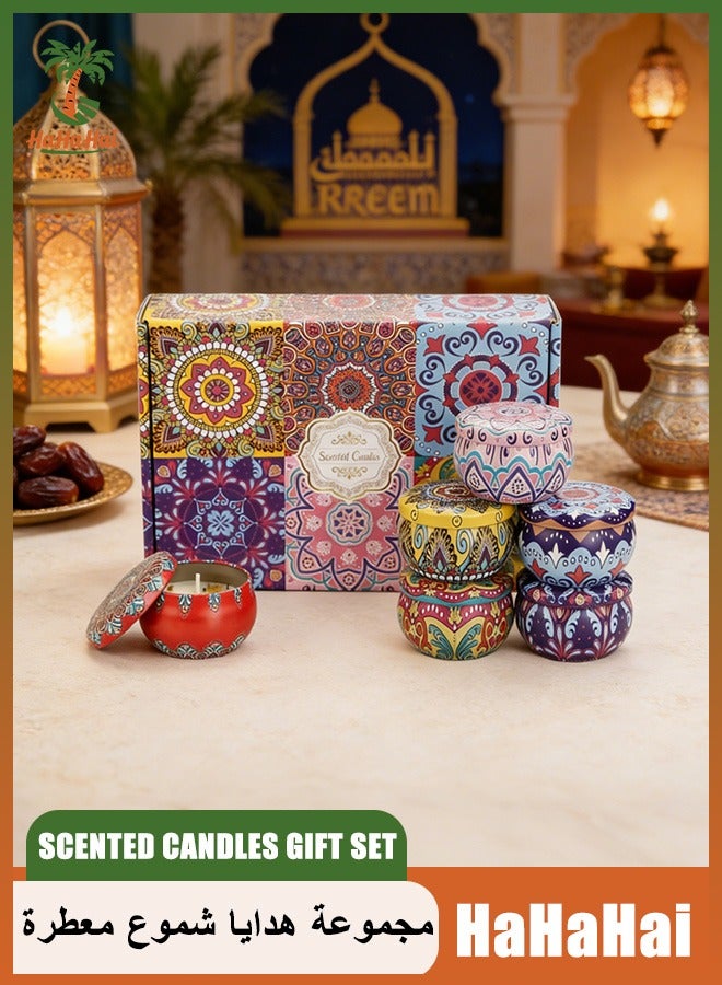 HaHaHai 6 Pack Scented Candles Gift Set – Natural Soy Wax with Dried Flowers – Long Lasting Aromatherapy Jar Candles for Home Fragrance, Yoga & Relaxation – Ideal Ramadan Gift  & Eid Home Décor - Image 1